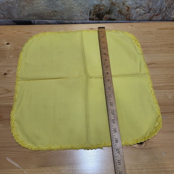 VTG Yellow Cotton Table Napkin Lace Trim Set of 6 - Picture 8 of 11
